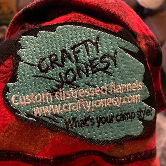 Custom Red and Black Button Up Flannel Fall or Halloween Top - Picture 8 of 8